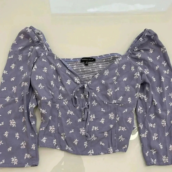 Kendall & Kylie Blue Floral Crop Top - Picture 1 of 3